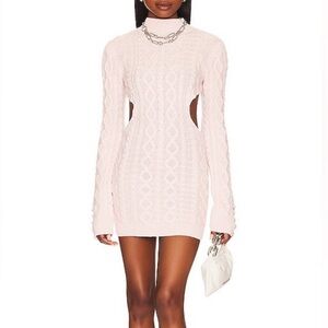 Danielle Guizio Cable Knit Backless Mini Dress in Pink